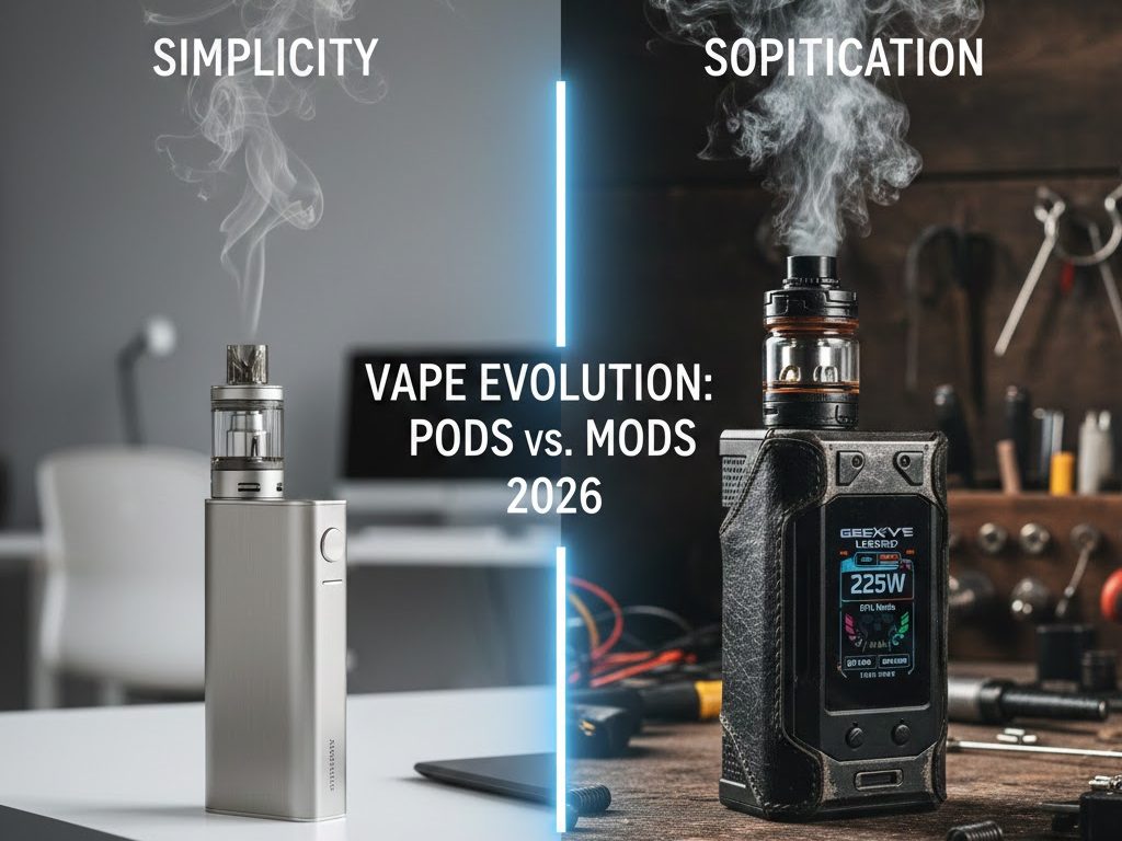 Beginner pod vape kit with refillable e-liquid and mesh coil